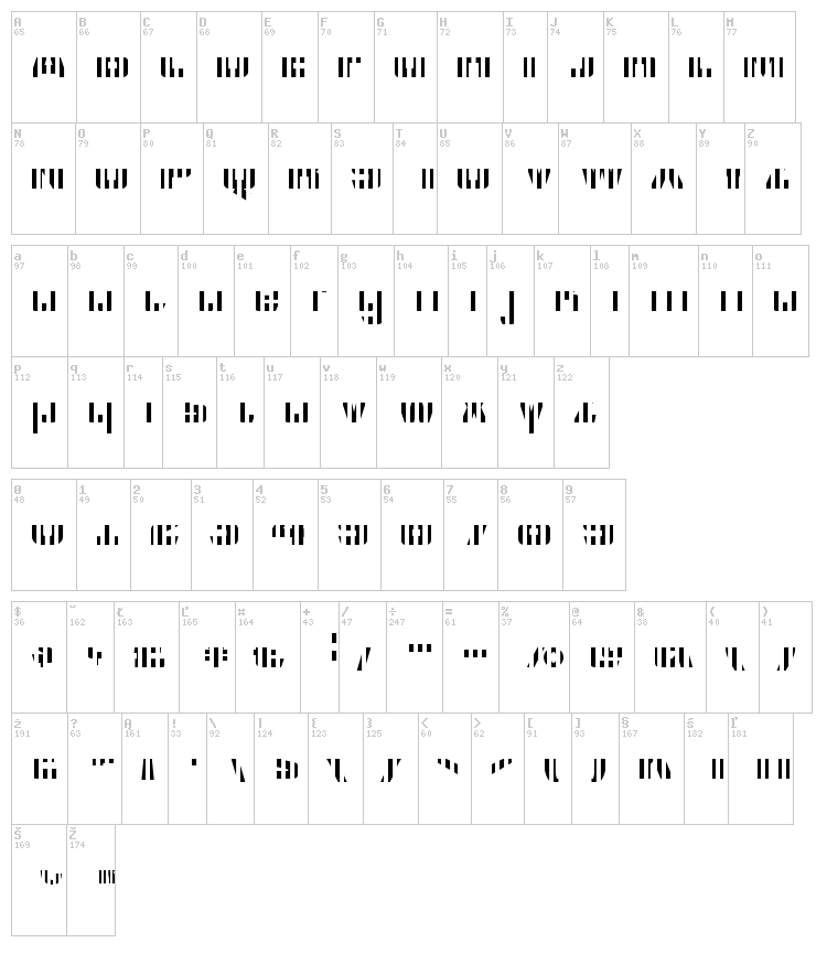 CFB1 American Patriot font map